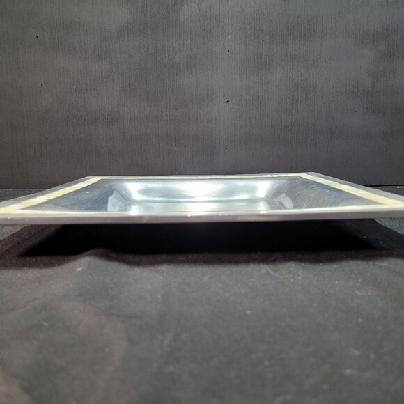 Towle Silversmiths 12in Square Serving Tray Platter with Mother of Pearl Inlay - Picture 3 of 6